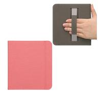 kwmobile Coque Compatible avec Kobo Libra Colour Coque - Étui à Rabat Magnétique pour Liseuse eReader en Toile avec Sangle - Rose Clair