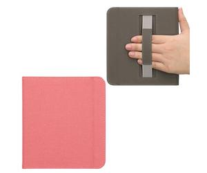 kwmobile Coque Compatible avec Kobo Libra Colour Coque - Étui à Rabat Magnétique pour Liseuse eReader en Toile avec Sangle - Rose Clair