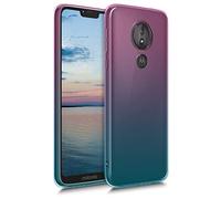 kwmobile Coque Compatible avec Motorola Moto G7 Power - Coque Souple en Gel Silicone - Dégradé Transparent -Fuchsia-Bleu-Transparent