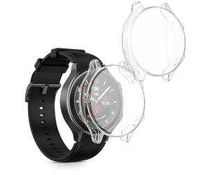kwmobile Coque Compatible avec OnePlus Watch 2 / Oppo Watch X Coque - 2X Étui Cadre écran en Silicone pour Fitness Tracker - Transparent