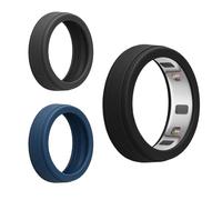 kwmobile Coque Compatible avec Oura Ring 5-10 11 12 13 Coque - 3x Coque pour Bague Intelligente Connectée en Silicone - noir-gris foncé-bleu foncé