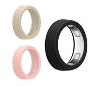 kwmobile Coque Compatible avec Oura Ring 5-6 7 8 9 Coque - 3x Coque pour Bague Intelligente Connectée en Silicone - noir-rose ancien-beige