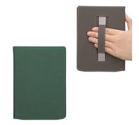 kwmobile Coque Compatible avec Pocketbook InkPad 4/Color 3/2 / Vivlio InkPad 4/Color 3 Coque - Étui à Rabat Magnétique pour Liseuse eReader en Toile avec Sangle - Vert foncé