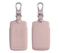 kwmobile Coque Compatible avec Renault Smart Key 4-Bouton (Keyless Go Uniquement) - Coque de clé de Voiture en Cuir véritable avec Anneau Porte-clés - Or Rose