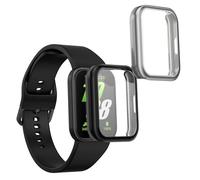 kwmobile Coque Compatible avec Samsung Galaxy Fit 3 Coque - 2X Étui Cadre écran en Silicone pour Fitness Tracker - Noir-argenté