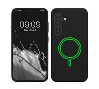 kwmobile Coque Compatible avec Samsung Galaxy S25 Coque - Housse téléphone en TPU Silicone Compatible avec MagSafe - Noir