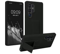 kwmobile Coque Compatible avec Samsung Galaxy S25 Ultra - Housse avec Support Doigt en TPU Silicone - Protection avec Fonction Support Noir