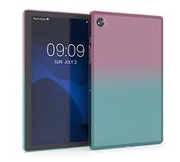 kwmobile Coque Compatible avec Samsung Galaxy Tab A8 10.5 (2021) - Coque Housse protectrice pour téléphone en Silicone Fuchsia-Bleu-Transparent