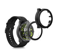 kwmobile Coque Compatible avec Ticwatch Pro 5 Coque - 2X Étui Cadre écran en Verre trempé pour Fitness Tracker - Transparent-Noir