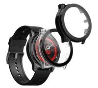 kwmobile Coque Compatible avec Ticwatch Pro 5 Enduro Coque - 2X Étui Cadre écran en Verre trempé pour Fitness Tracker - Noir-Transparent