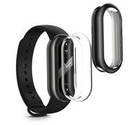 kwmobile Coque Compatible avec Xiaomi Mi Band 10 / Smart Band 10 Coque - 2X Étui Cadre écran en Silicone pour Fitness Tracker - Transparent-Noir