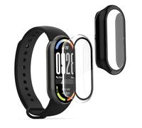 kwmobile Coque Compatible avec Xiaomi Mi Band 10 / Smart Band 10 Coque - 2X Étui Cadre écran en Verre trempé pour Fitness Tracker - Transparent-Noir