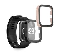 kwmobile Coque Compatible avec Xiaomi Redmi Watch 4 Coque - 2X Étui Cadre écran en Verre trempé pour Fitness Tracker - Noir-Rose Ancien