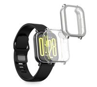 kwmobile Coque Compatible avec Xiaomi Redmi Watch 5 Active Coque - 2X Étui Cadre écran en Silicone pour Fitness Tracker - Transparent-argenté