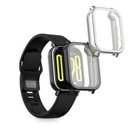kwmobile Coque Compatible avec Xiaomi Redmi Watch 5 Active Coque - 2X Étui Cadre écran en Silicone pour Fitness Tracker - Noir-argenté