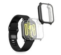 kwmobile Coque compatible avec Xiaomi Redmi Watch 5 Active coque - 2x Étui cadre écran en silicone pour Fitness Tracker - transparent-noir