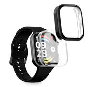 kwmobile Coque compatible avec Xiaomi Redmi Watch 6 coque - 2x Étui cadre écran en silicone pour Fitness Tracker - transparent-noir