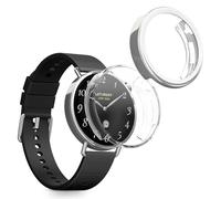 kwmobile Coque Compatible avec Xiaomi Watch S4 41mm Coque - 2X Étui Cadre écran en Silicone pour Fitness Tracker - Transparent-argenté