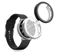 kwmobile Coque compatible avec Xiaomi Watch S4 41mm coque - 2x Étui cadre écran en silicone pour Fitness Tracker - noir-argenté