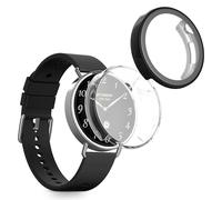 kwmobile Coque Compatible avec Xiaomi Watch S4 41mm Coque - 2X Étui Cadre écran en Silicone pour Fitness Tracker - Transparent-Noir