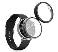 kwmobile Coque Compatible avec Xiaomi Watch S4 41mm Coque - 2X Étui Cadre écran en Verre trempé pour Fitness Tracker - Transparent-Noir