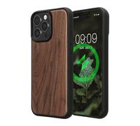 kwmobile Coque de Protection en Bois Véritable Compatible avec Apple iPhone 15 Pro Max - Coque en Brun foncé Noyer