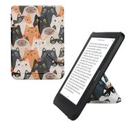 kwmobile Coque liseuse Compatible avec Kobo Clara BW/Colour - Coque étui de Protection à Rabat en Simili Cuir - Orange-Noir-Blanc