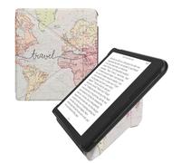 kwmobile Coque liseuse Compatible avec Kobo Libra Colour - Coque étui de Protection à Rabat en Simili Cuir - Noir-Multicolore