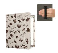 kwmobile Coque Liseuse Compatible avec Onyx Boox Leaf 2 - Étui à Rabat en Simili Cuir avec Fermeture Magnétique - Livres et Pages Beige-Marron-doré