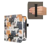 kwmobile Coque Liseuse Compatible avec Pocketbook Era/Era Color/Era Lite - Étui à Rabat en Simili Cuir avec Fermeture Magnétique - Chats Orange-Noir-Blanc