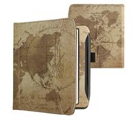 kwmobile Coque Liseuse Compatible avec Pocketbook Era/Era Color/Era Lite - Étui à Rabat en Simili Cuir avec Fermeture Magnétique - mappemonde Vintage Marron-Marron Clair