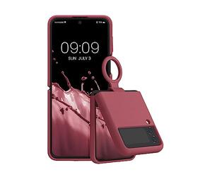 kwmobile Coque Pliable Compatible avec Samsung Galaxy Z Flip4 - Étui de Protection Pliable en TPU avec Porte-clés - Rose foncé