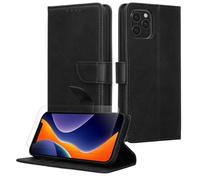 kwmobile Coque Portefeuille Compatible avec Apple iPhone 12 / iPhone 12 Pro Coque - Coque avec Porte-Cartes Protection RFID et Film Écran en Verre Trempé - Noir