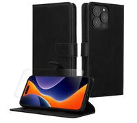 kwmobile Coque Portefeuille Compatible avec Apple iPhone 15 Pro Max Coque - Coque avec Porte-Cartes Protection RFID et Film Écran en Verre Trempé - Noir