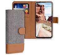 kwmobile Coque Portefeuille Compatible avec Google Pixel 4a - Étui à Rabat Simili Cuir avec Compartiment Cartes - Gris Clair-Marron