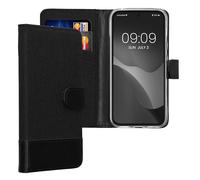 kwmobile Coque Portefeuille Compatible avec Google Pixel 8a - Étui à Rabat Simili Cuir avec Compartiment Cartes - Anthracite-Noir