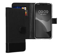 kwmobile Coque Portefeuille Compatible avec Google Pixel 9a - Étui à Rabat Simili Cuir avec Compartiment Cartes - Anthracite-Noir