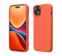 kwmobile Coque pour iPhone 15 Coque - Housse de téléphone Fine en Silicone avec Surface Douce et Anti-Choc - Corail Vif