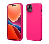 kwmobile Coque pour iPhone 15 Plus Coque - Housse de téléphone Fine en Silicone avec Surface Douce et Anti-Choc - Rose Fluo