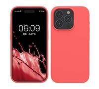 kwmobile Coque pour iPhone 15 Pro Coque - Housse de téléphone Fine en Silicone avec Surface Douce et Anti-Choc - Corail Fluo
