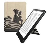 kwmobile Coque pour liseuse électronique Amazon Kindle Paperwhite (2024)/Colorsoft - Coque Rabat liseuse en Simili Cuir - Étui de Protection Noir-Beige