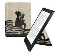 kwmobile Coque pour liseuse électronique Kobo Aura Edition 2 - Coque Rabat liseuse en Simili Cuir - Étui de Protection Noir-Beige