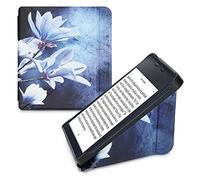 kwmobile Coque pour liseuse électronique Kobo Libra 2 - Coque Rabat liseuse en Simili Cuir - Étui de Protection Blanc-Gris-Bleu