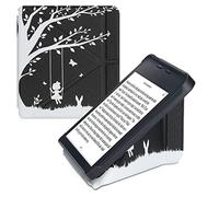 kwmobile Coque pour liseuse électronique Kobo Libra 2 - Coque Rabat liseuse en Simili Cuir - Étui de Protection Blanc-Noir