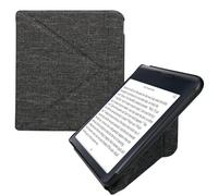 kwmobile Coque pour liseuse électronique Kobo Libra Colour - Coque à Rabat en Tissu - Étui de Protection Gris foncé