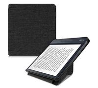 kwmobile Coque pour liseuse électronique Kobo Libra H2O - Coque à Rabat en Tissu - Étui de Protection Gris foncé