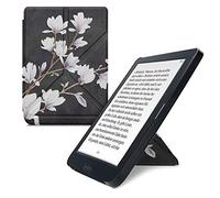 kwmobile Coque pour liseuse électronique Kobo Nia - Coque Rabat liseuse en Simili Cuir - Étui de Protection Taupe-Blanc-Gris foncé