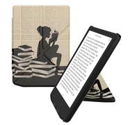 kwmobile Coque pour liseuse électronique Pocketbook Verse/Pro/Color/Vivlio Light/Light HD - Coque Rabat liseuse en Simili Cuir - Étui de Protection Noir-Beige