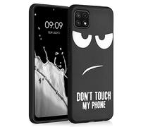 kwmobile Coque pour Smartphone Compatible avec Samsung Galaxy A22 5G - Housse de téléphone en Silicone Blanc-Noir