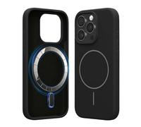 kwmobile Coque pour téléphone pour Apple iPhone 15 Pro - Coque avec Bords en Silicone - Dos magnétique Compatible MagSafe - Disponible en Noir